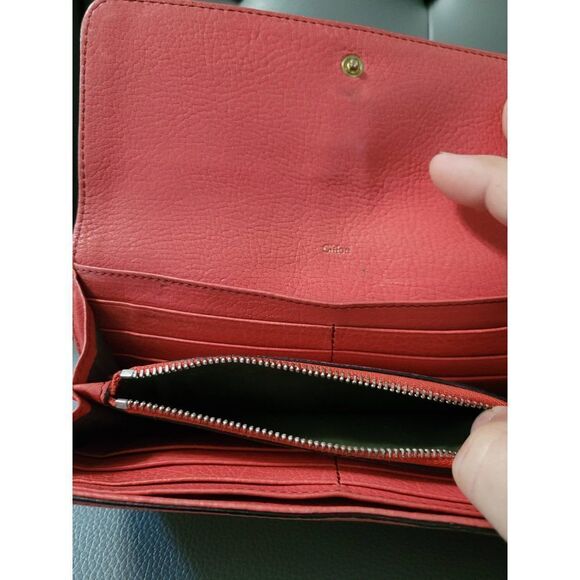 Chloe Red Leather Long Bifold Wallet - Picture 6 of 6